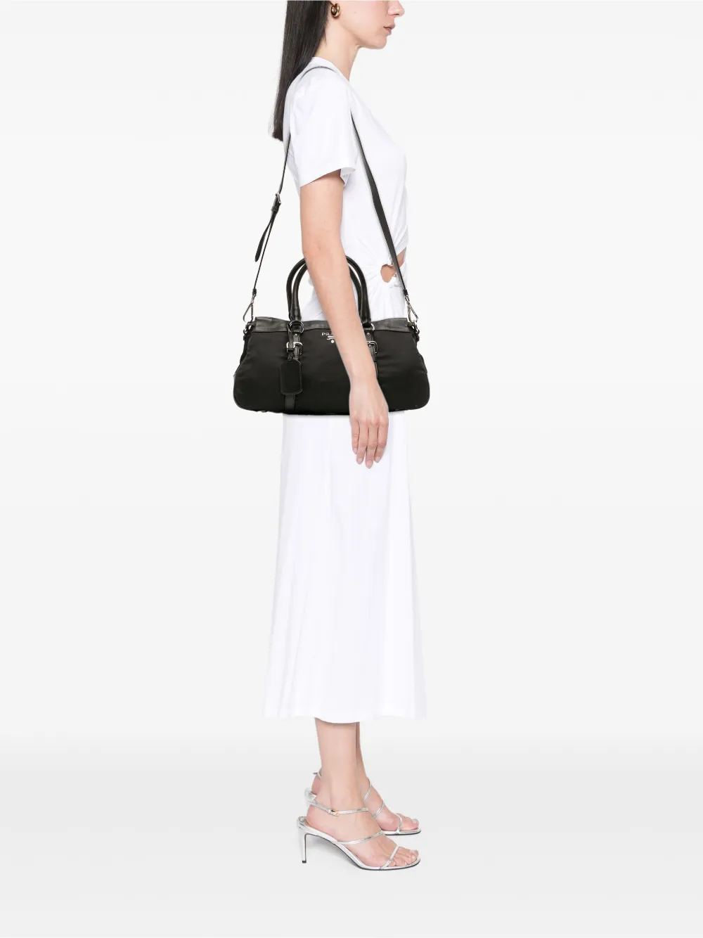 Prada Pre-Owned 2010-2025 Soft Calf Trimmed Tessuto Zip Top satchel | Pre-Owned | Image 2