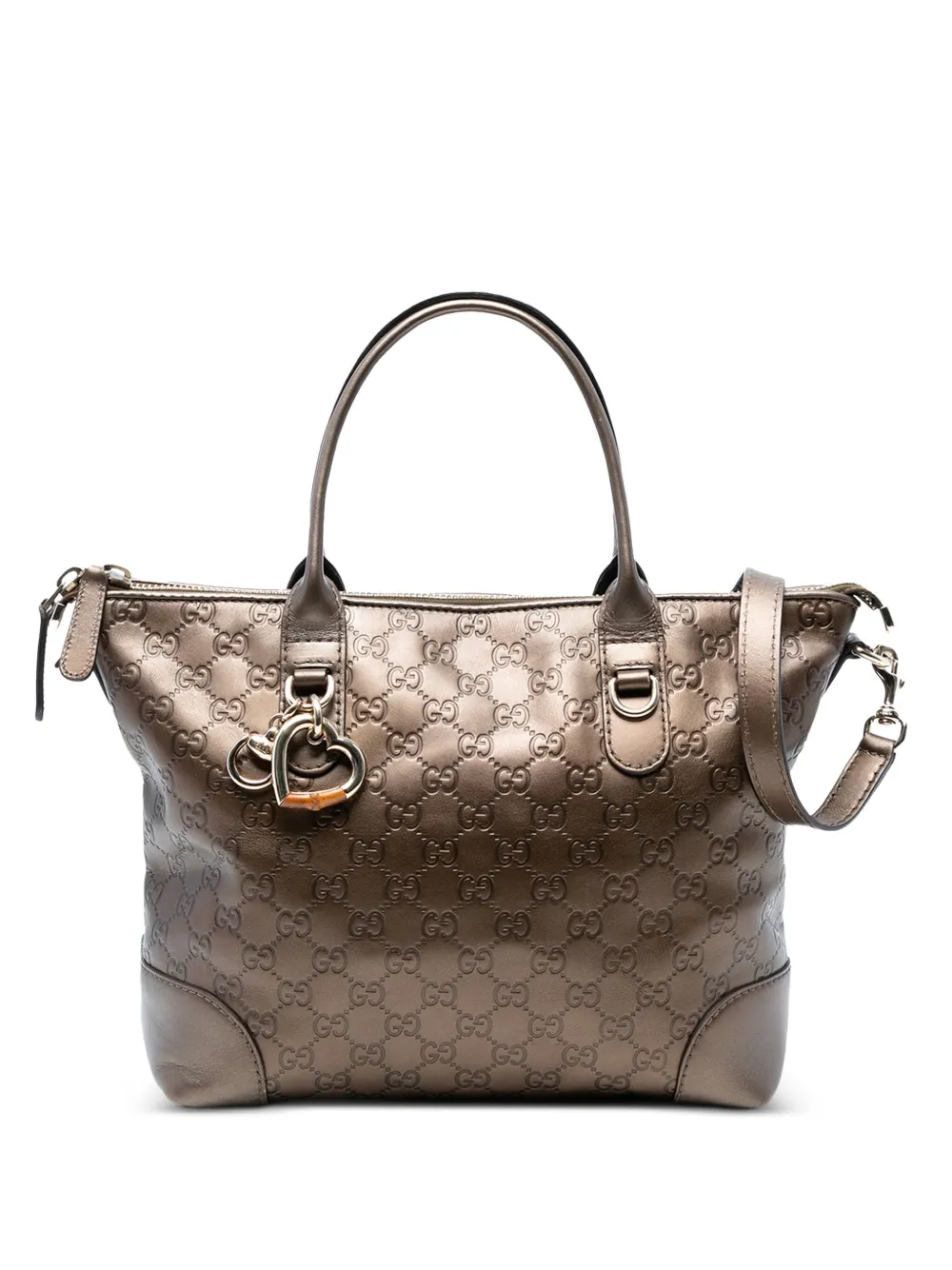 Gucci Pre-Owned 2016-2025 メタリック グッチシマ ハート ビット トート サッチェルバッグ - ブラウン