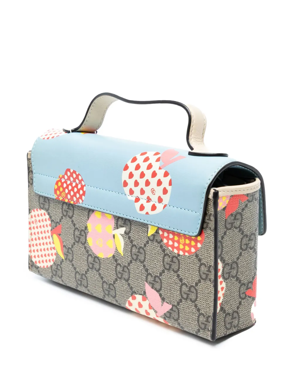 Pre-owned Gucci 2016-2025 Mini Gg Supreme Monogram Les Pommes Padlock Satchel In Brown