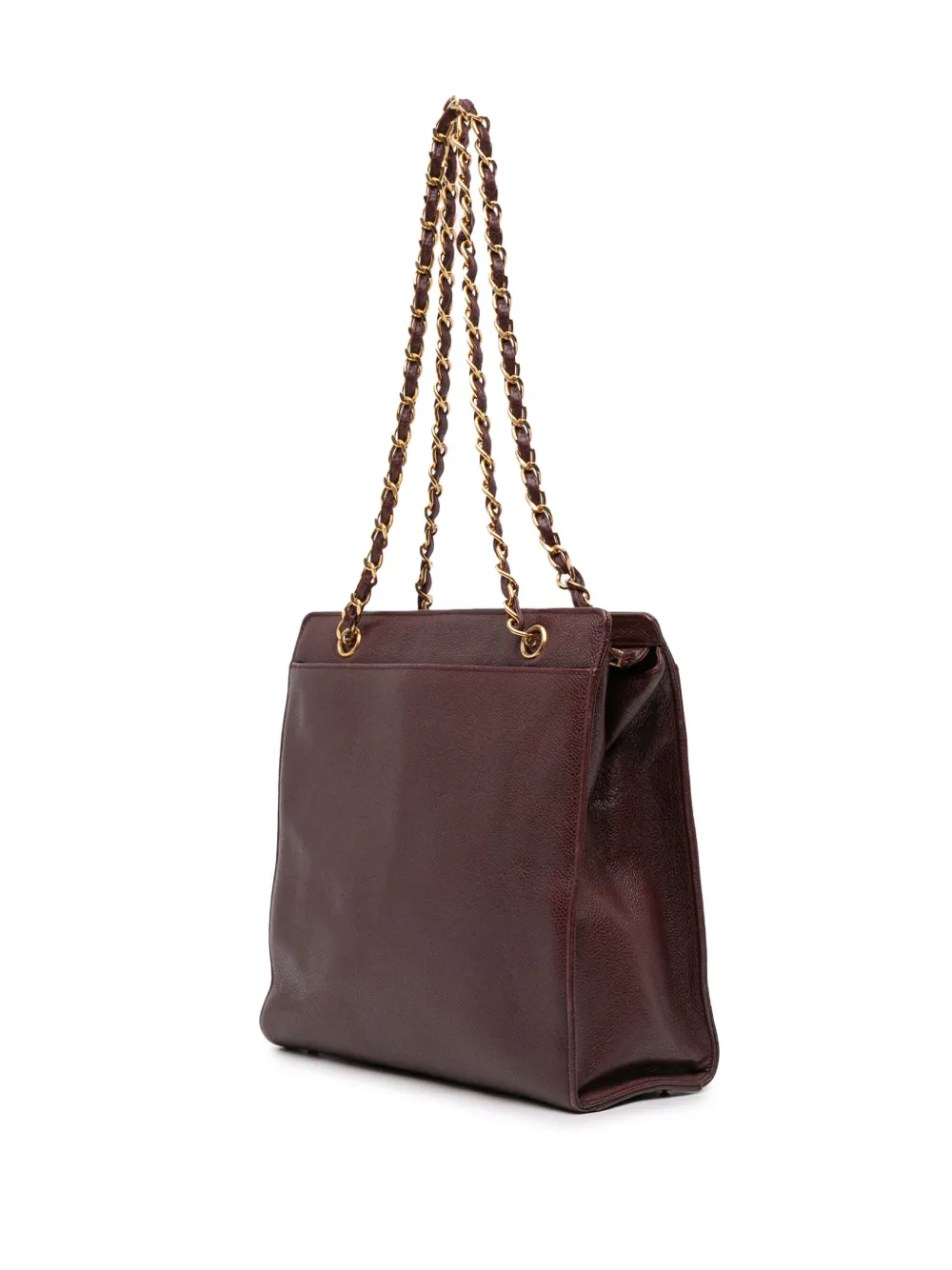 CHANEL Pre-owned 1996-1997 Cc Caviar Chain Turn Lock Tote Bag In Red