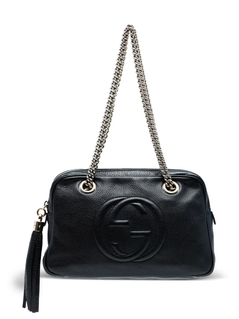 Gucci Pre-Owned 2016-2025 ペブルレザー ソーホー チェーン ジップ ショルダーバッグ - ブラック