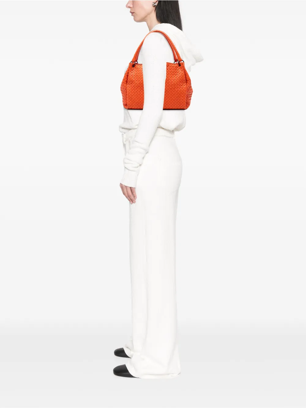 Pre-owned Bottega Veneta 2012-2025 Nappa Intrecciato Parachute Tote Bag In Orange