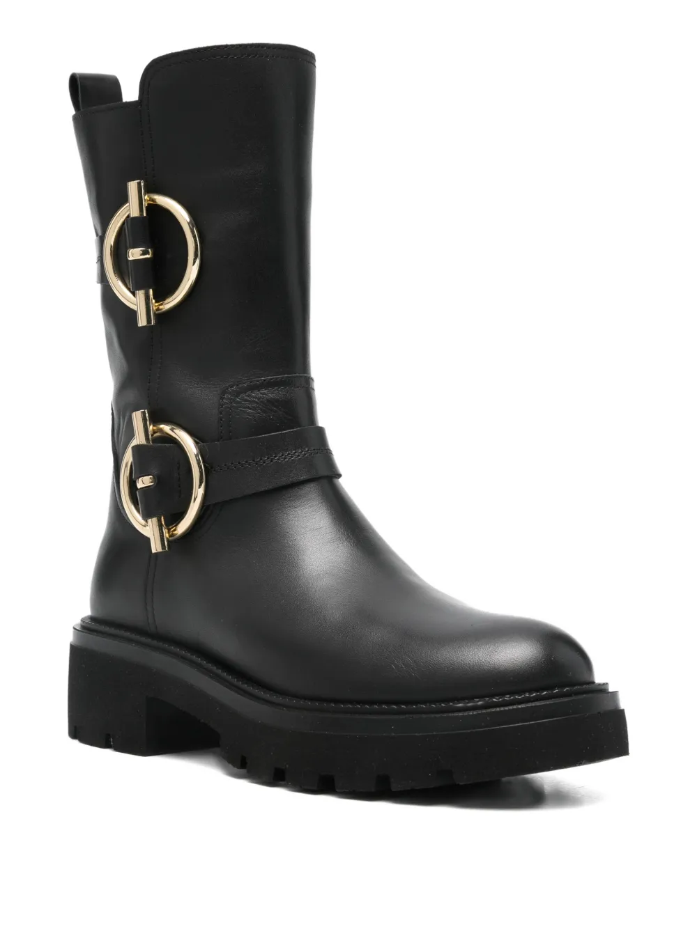 Albano Buckle-strap Boots In Black