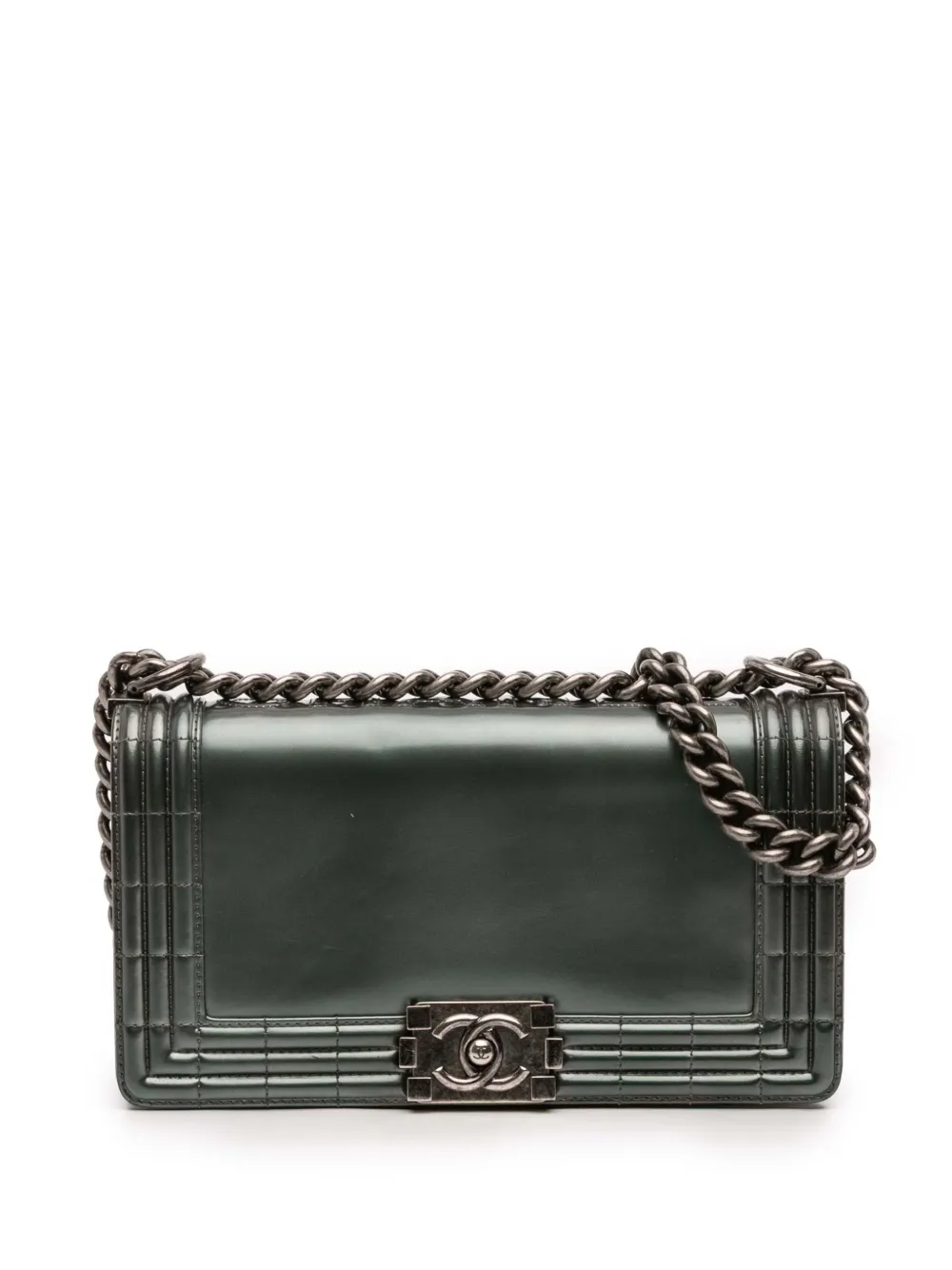 CHANEL Pre-Owned 2012 オールドミディアム メタリック ラムスキン ボーイ レヴェルソ フラップ ショルダーバッグ - CHANEL Pre-Owned 2012 オールドミディアム メタリック ラムスキン ボーイ レヴェルソ フラップ ショルダーバッグ -