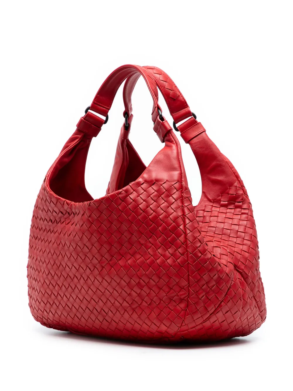 Pre-owned Bottega Veneta 2012-2025 Small Nappa Intrecciato Campana Hobo Bag In Red