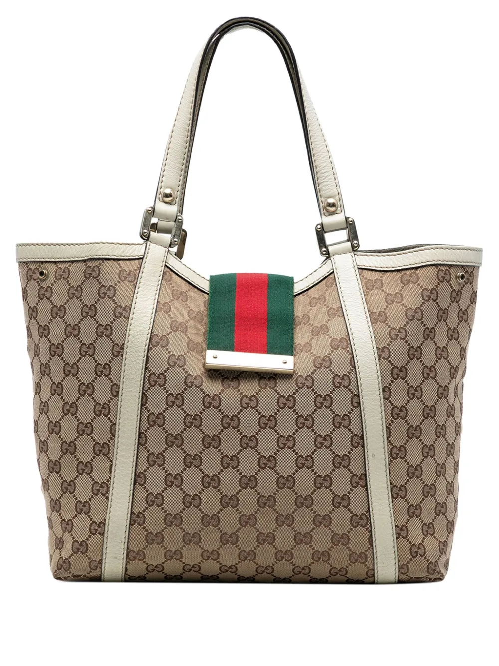 Pre-owned Gucci 2000-2015 Gg Canvas Web New Ladies Tote Bag In Brown