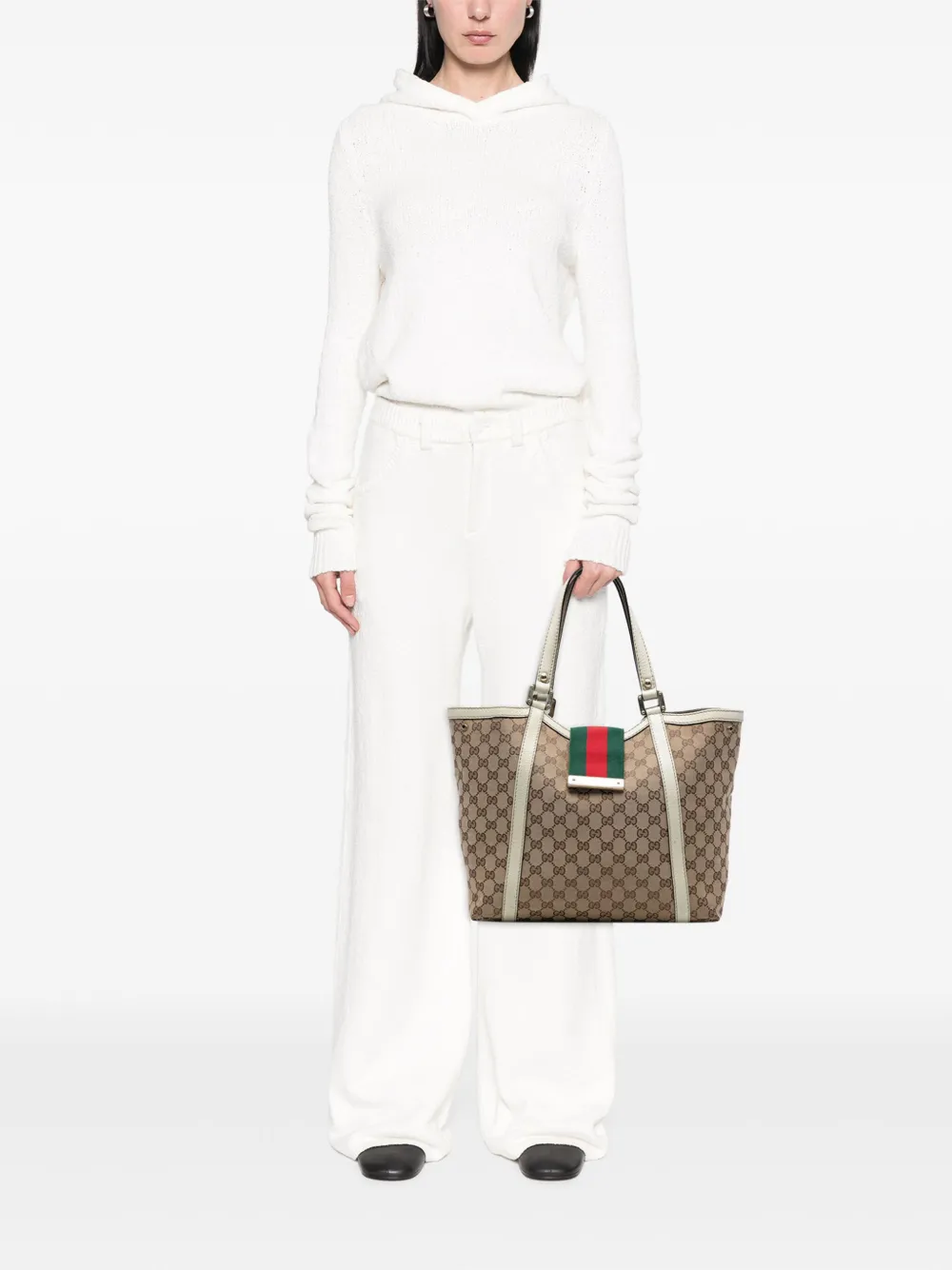 Pre-owned Gucci 2000-2015 Gg Canvas Web New Ladies Tote Bag In Brown