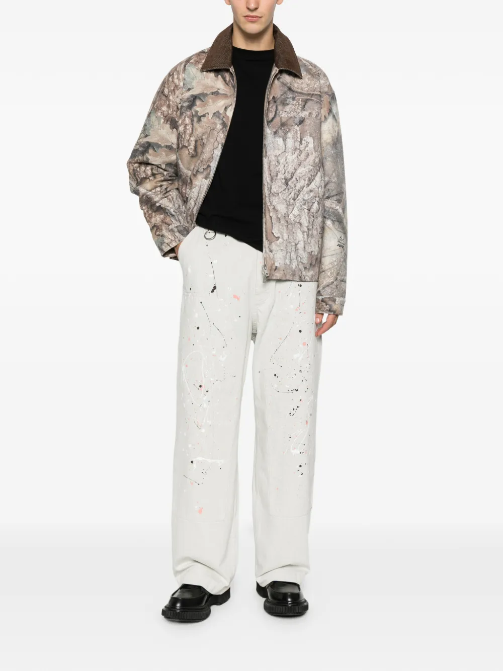 Études Studio paint-splatter carpenter jeans - Beige