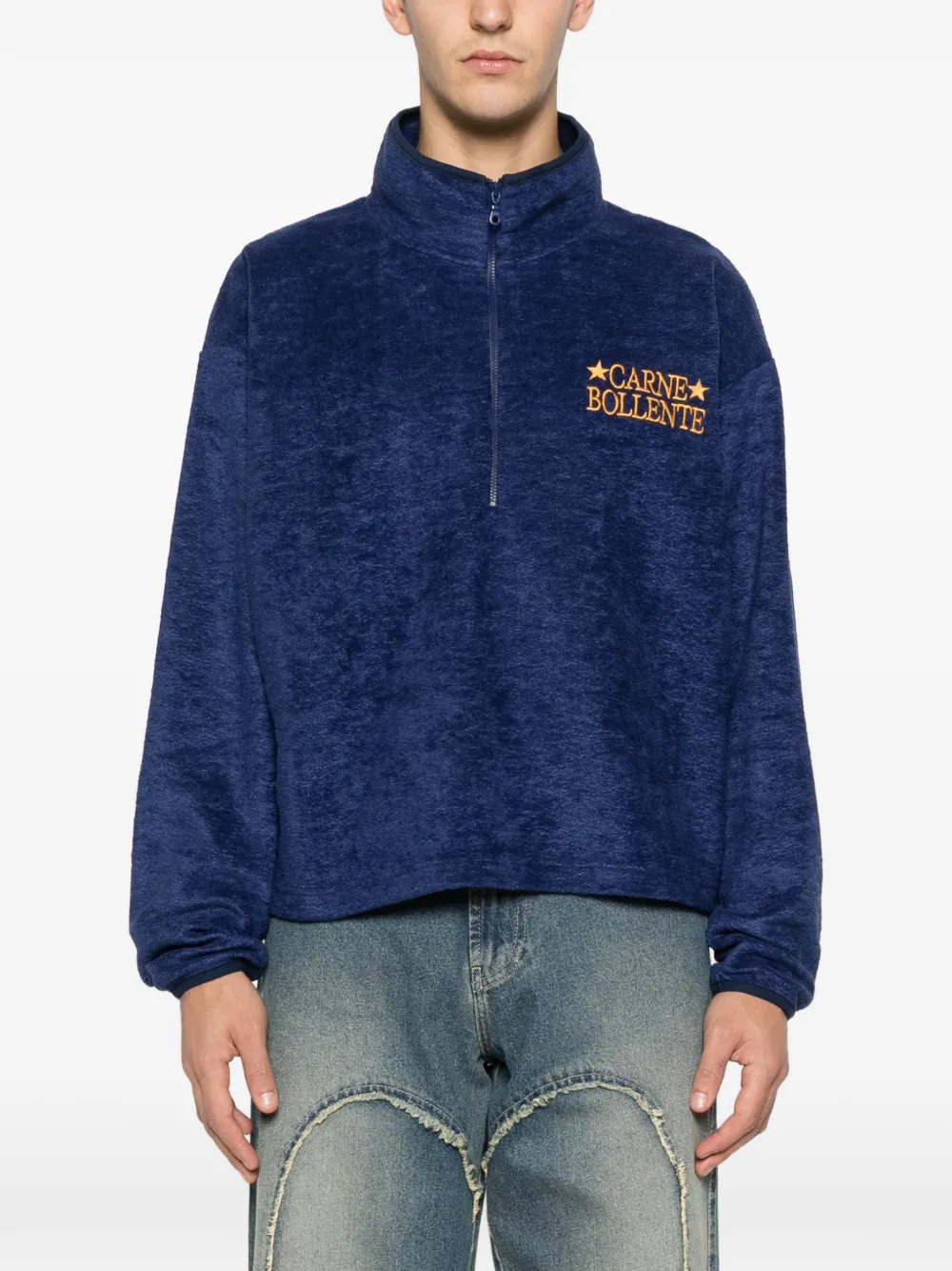 CARNE BOLLENTE Nighttime Run quarter-zip sweater Blauw