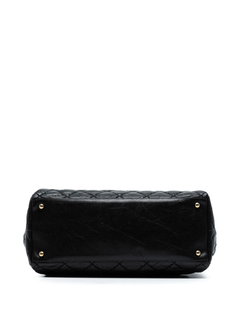 Pre-owned Chanel 2011 Large Cc Quilted Glazed Caviar Coco Pleats Tote Bag In Black