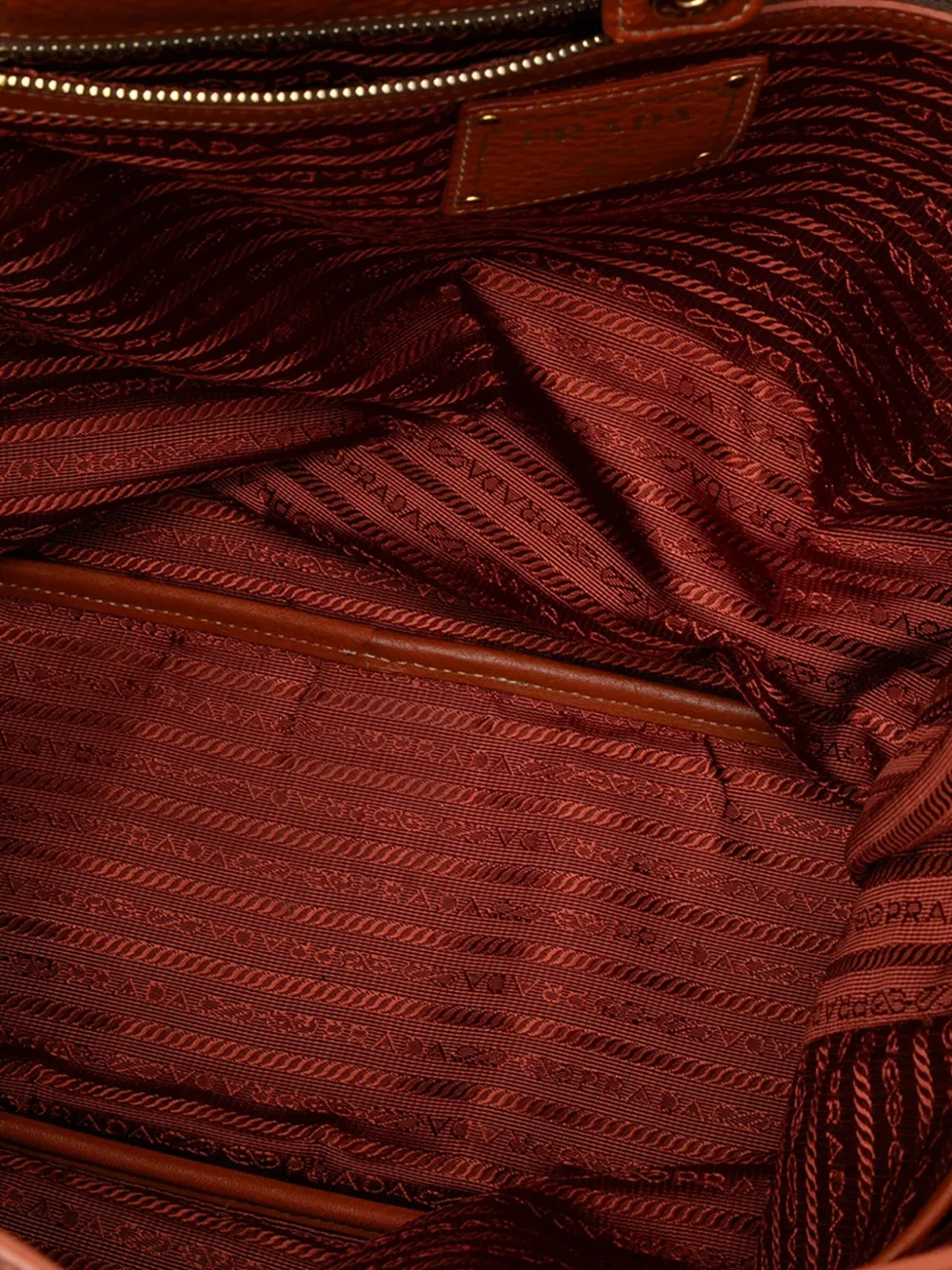 Pre-owned Prada 2000-2025 Vitello Daino Side Zip Tote Bag In Brown