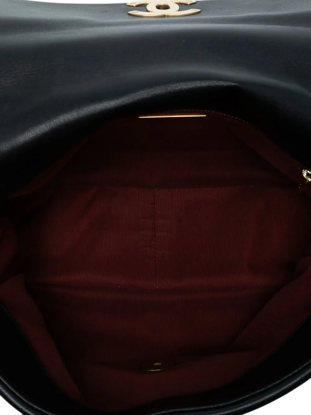 Pre-owned Chanel 2019 Large Lambskin 19 Flap Satchel In Black