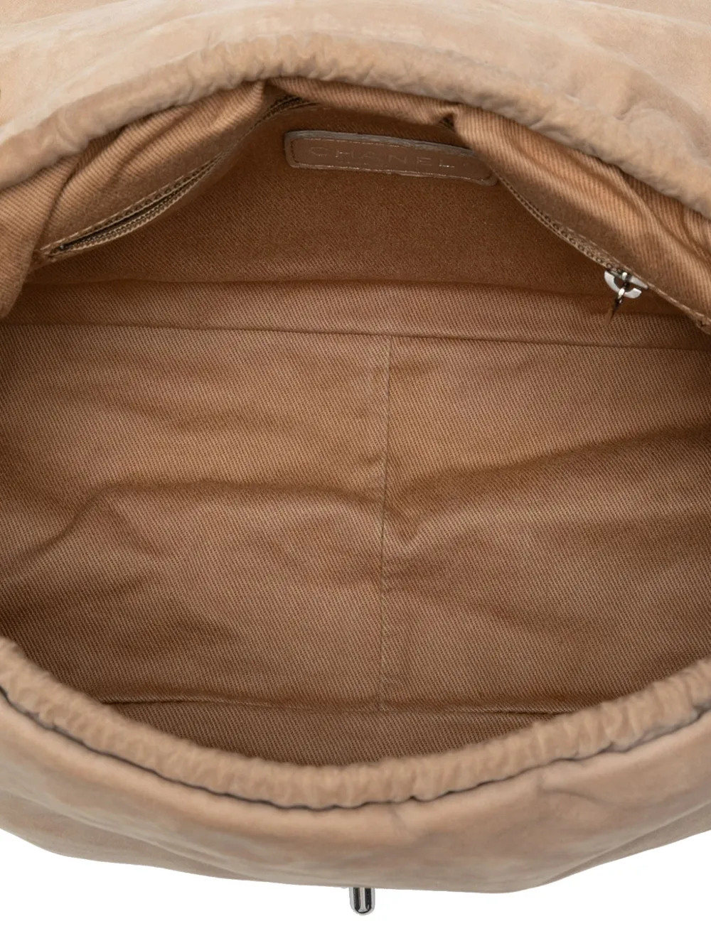 CHANEL Pre-owned 2010-2011 Perforated Suede Fringe Flap Shoulder Bag In Brown