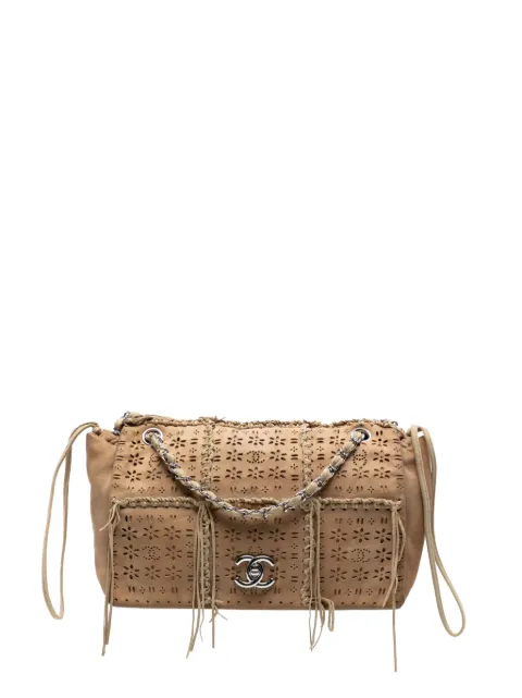 CHANEL Pre-Owned 2010-2011 Perforated Suede Fringe Flap shoulder bag