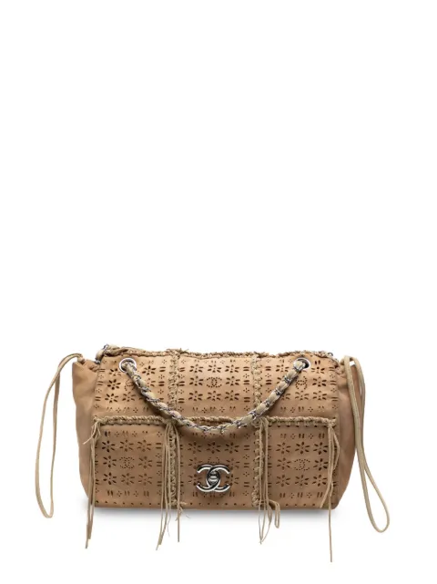 CHANEL Pre-Owned 2010-2011 Perforated Suede Fringe Flap shoulder bag