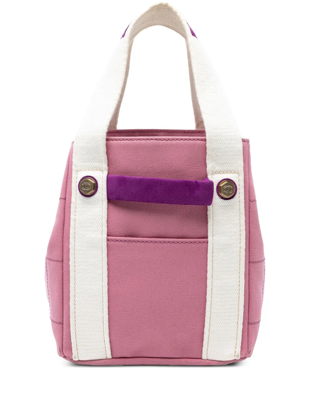 CHANEL Pre-Owned 2003-2004 キャンバス スクエア ステッチ ハンドバッグ - ピンク