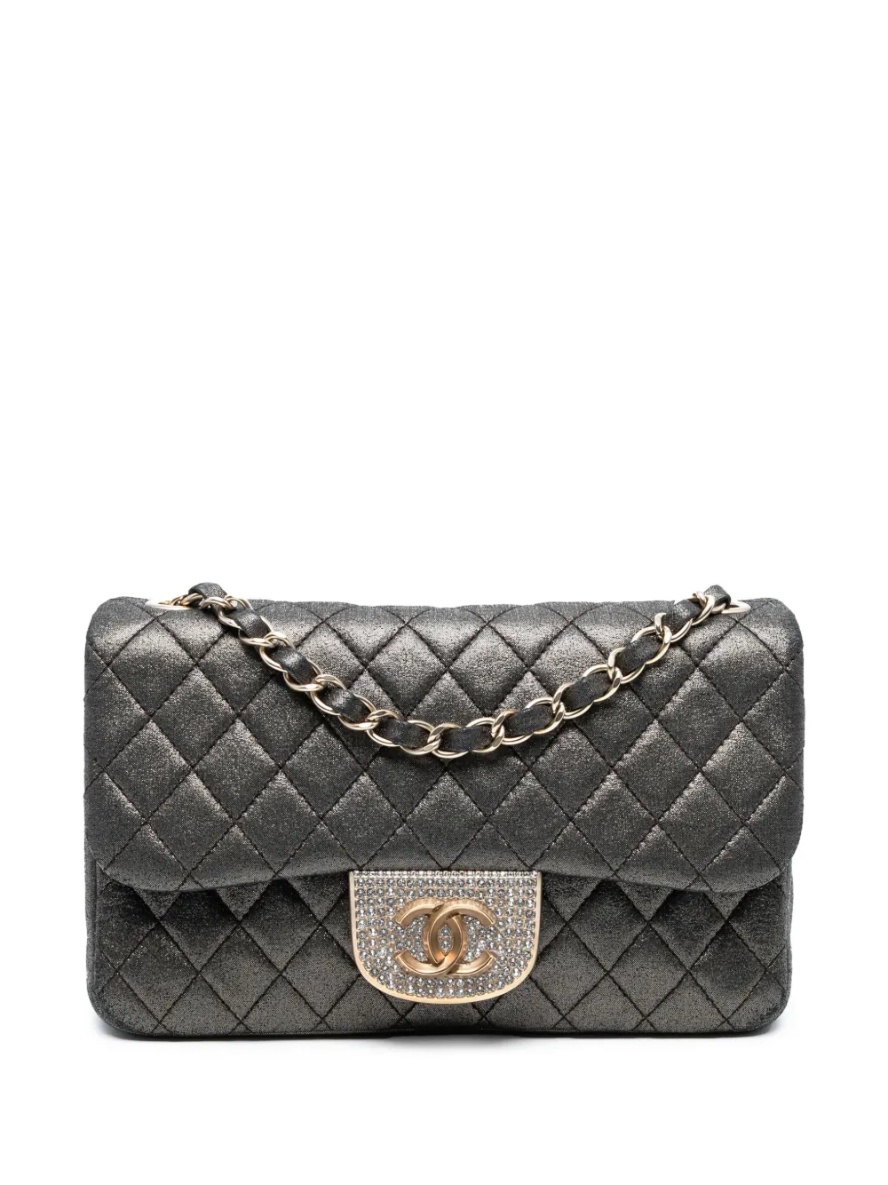 CHANEL Pre-Owned 2014-2015 スモール マトラッセ イリディセントカーフスキン クリスタル シングルフラップ CHANEL Pre-Owned 2014-2015 スモール マトラッセ イリディセントカーフスキン クリスタル シングルフラップ