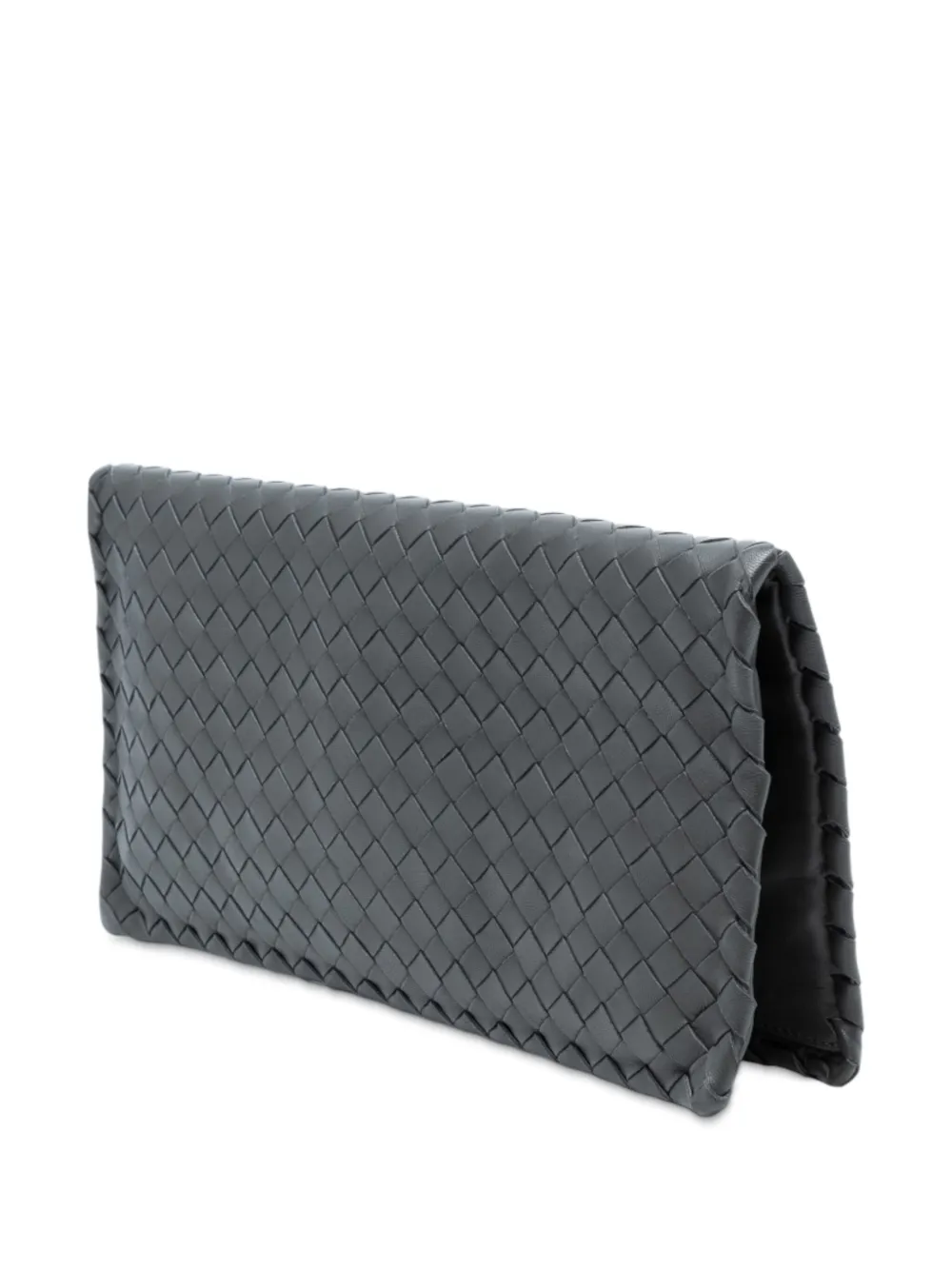 Pre-owned Bottega Veneta 2012-2025 Nappa Intrecciato Turn Lock Clutch Bag In Black
