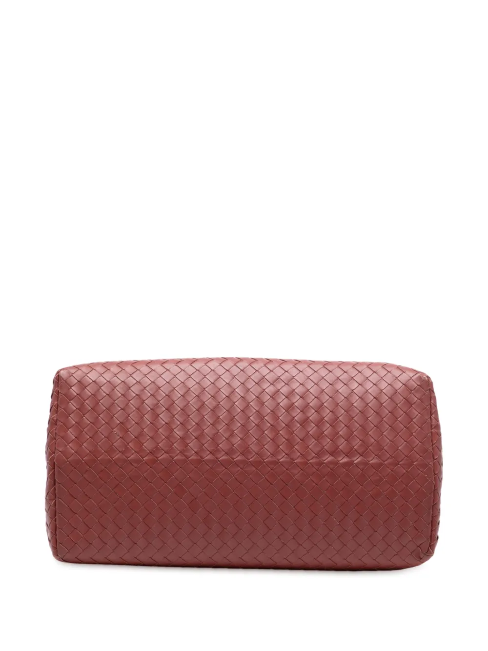 Pre-owned Bottega Veneta 2012-2025 Medium Nappa Intrecciato Roma Tote Bag In Red