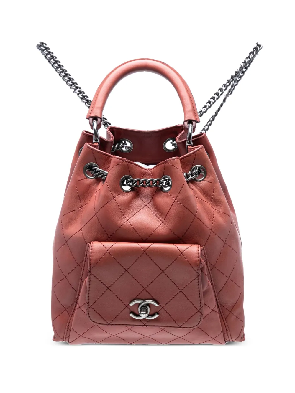 CHANEL Pre-Owned 2016-2017 ミディアム ステッチカーフ アーバンラグジュアリー ドローストリング バックパック -