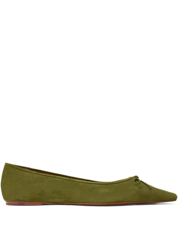 Polo Ralph Lauren Pointed Bow Suede Ballet Flat in Green