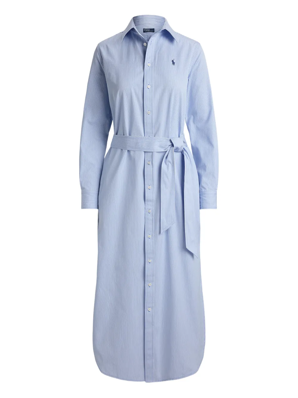 Polo Ralph Lauren Abito midi a righe con cintura - Blu