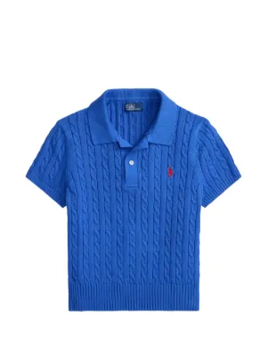 Polo Ralph Lauren cable-knit Polo Shirt | Blue | FARFETCH RO