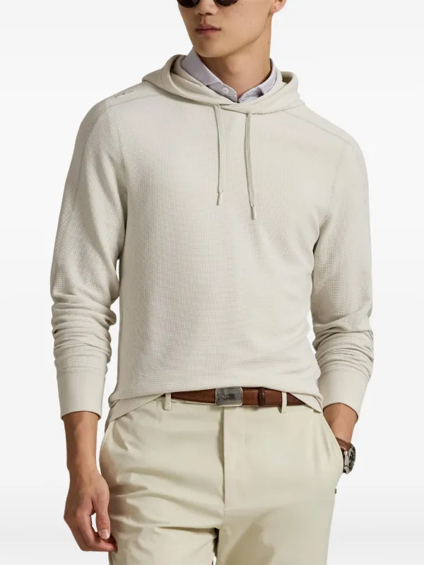 RLX Ralph Lauren waffle-knit Drawstring Hoodie | Neutrals | FARFETCH