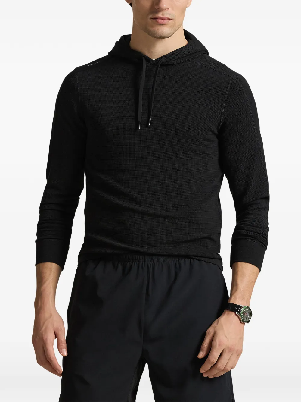 Waffle-Knit Drawstring Hoodie