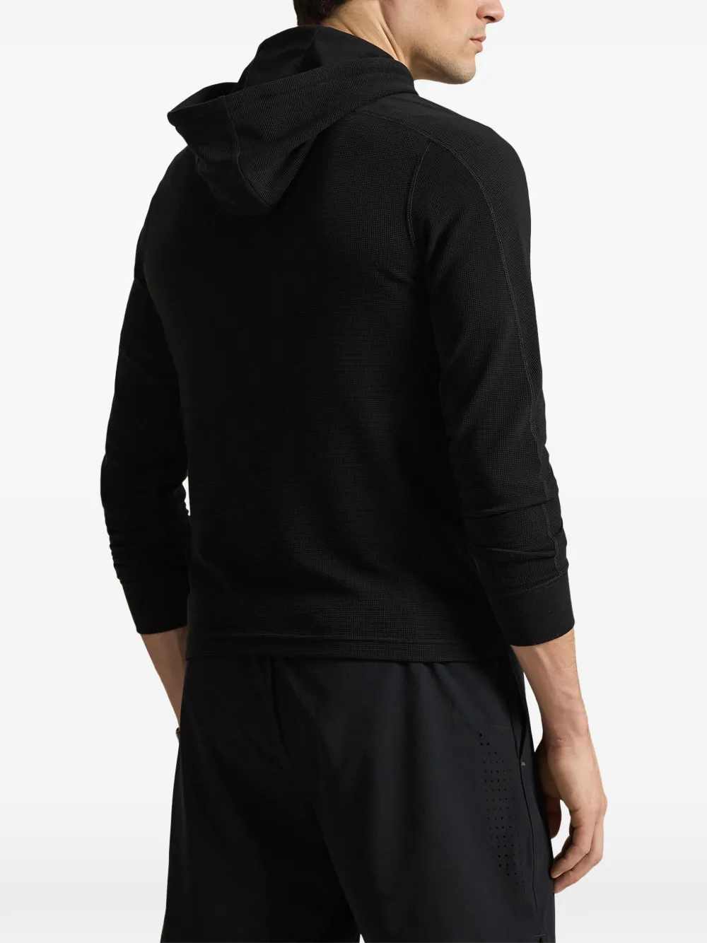 Waffle-Knit Drawstring Hoodie