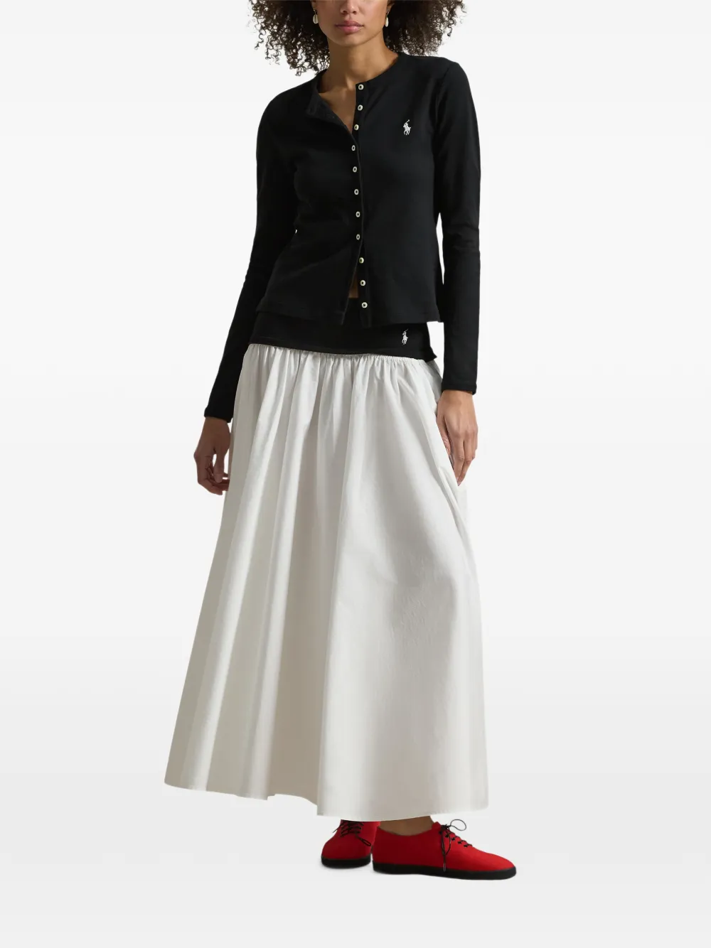 Polo Ralph Lauren Midi-rok met geborduurd logo en A-lijn Wit
