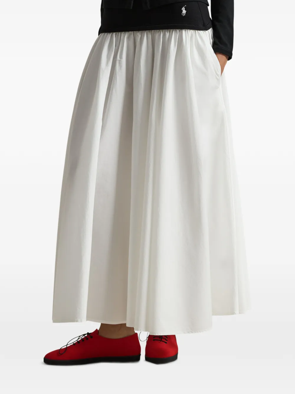 Polo Ralph Lauren Midi-rok met geborduurd logo en A-lijn Wit