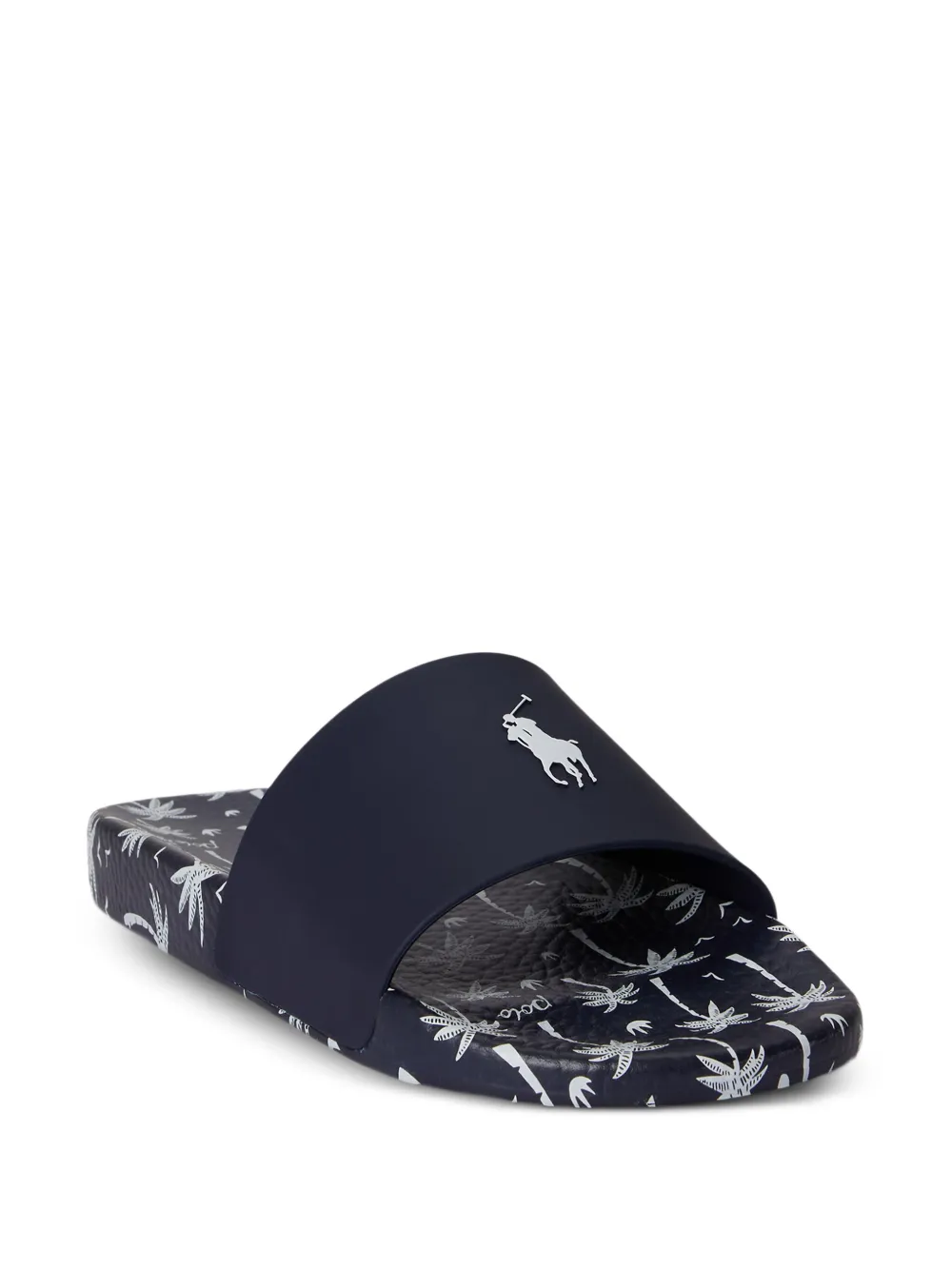 Polo Ralph Lauren Pony slippers met palmboomprint Blauw