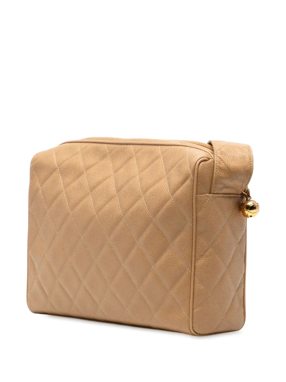 Pre-owned Chanel 1994-1996 Cc Quilted Caviar Camera Bag Shoulder Bag In Brown