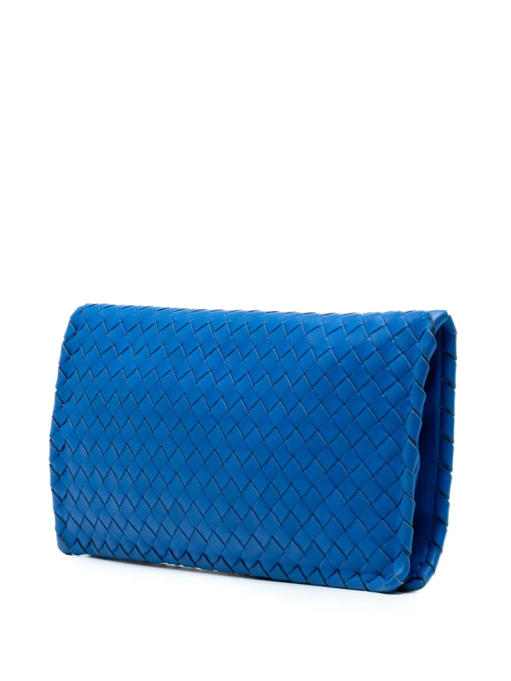 BOTTEGA VENETA Pre-owned 2012-2025 Nappa Intrecciato Turn Lock Clutch Bag In Blue