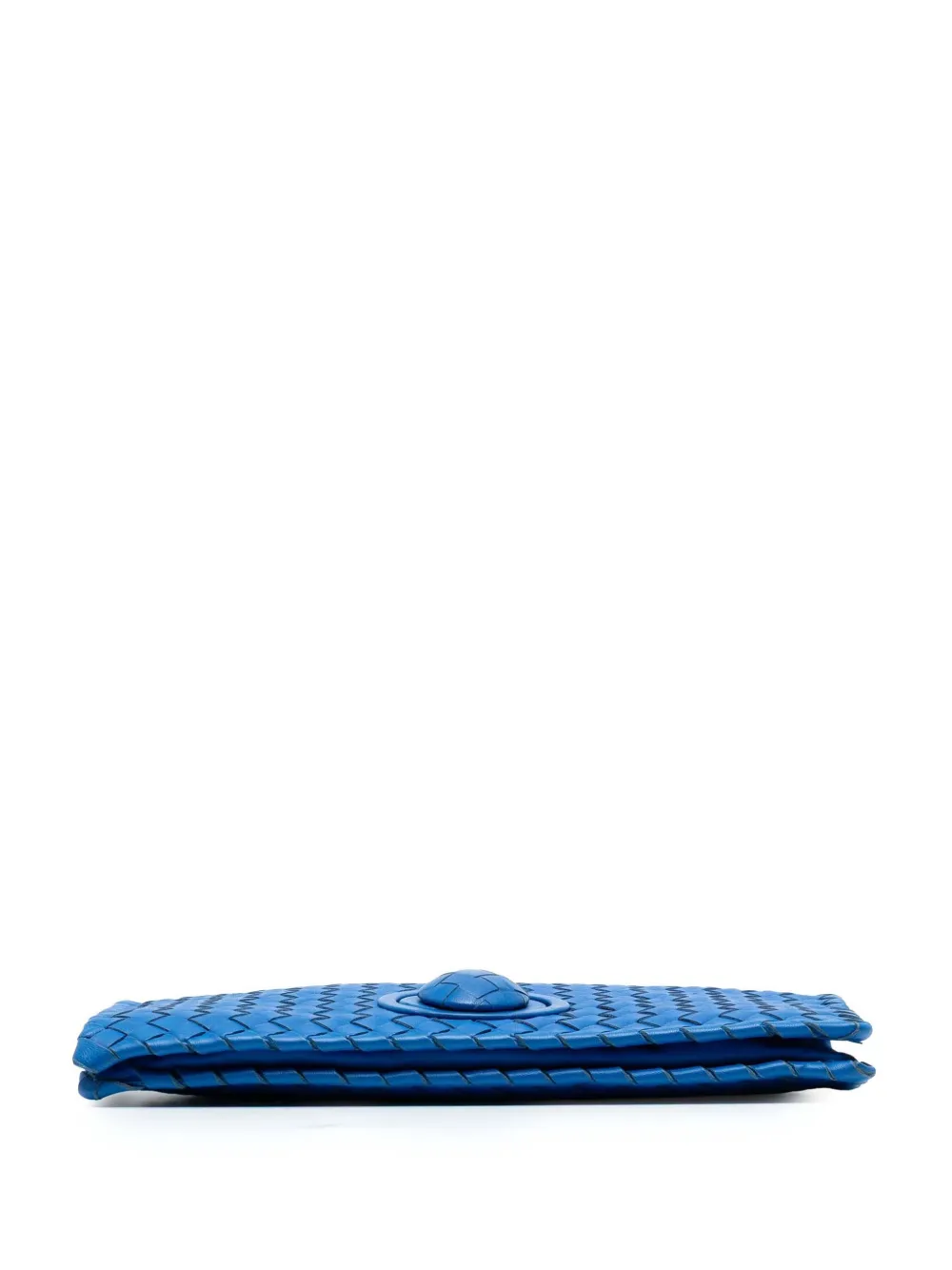 BOTTEGA VENETA Pre-owned 2012-2025 Nappa Intrecciato Turn Lock Clutch Bag In Blue