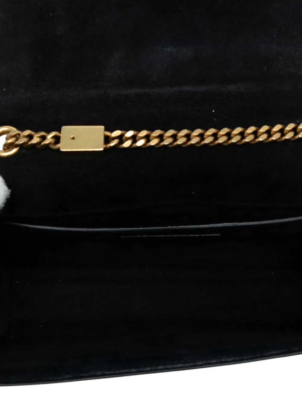 SAINT LAURENT Pre-owned 2018 Small Metallic Calfskin Monogram Kate Crossbody Bag In Gold