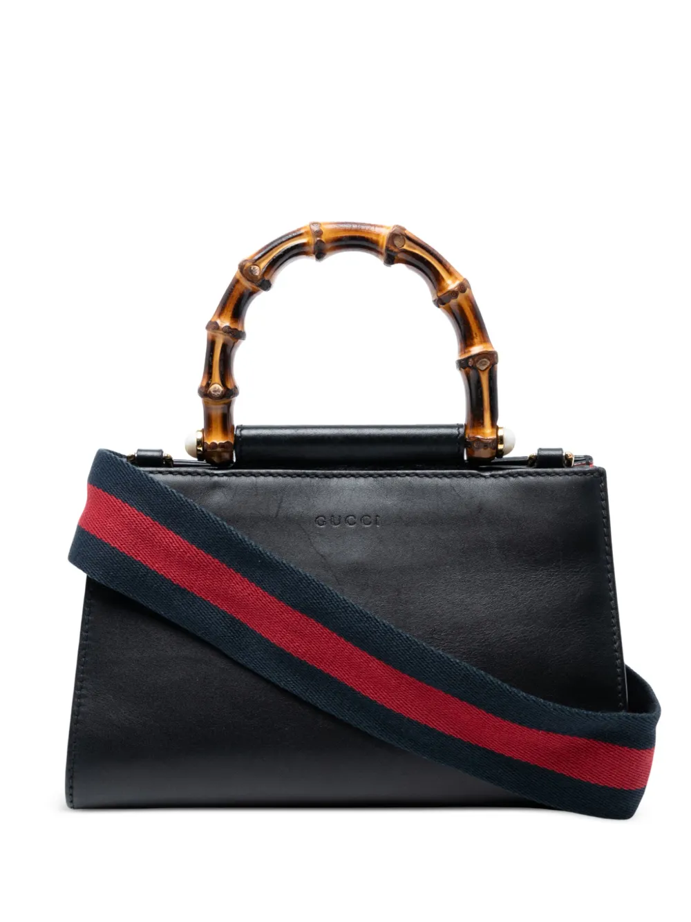 Gucci Pre-Owned 2016-2025 ミニ ナッパ バンブー ニムフェア トップハンドル サッチェルバッグ - ブラック