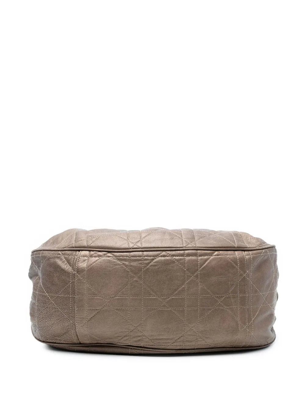 Pre-owned Dior 2007 Lambskin Cannage Drawstring Hobo Bag In Brown