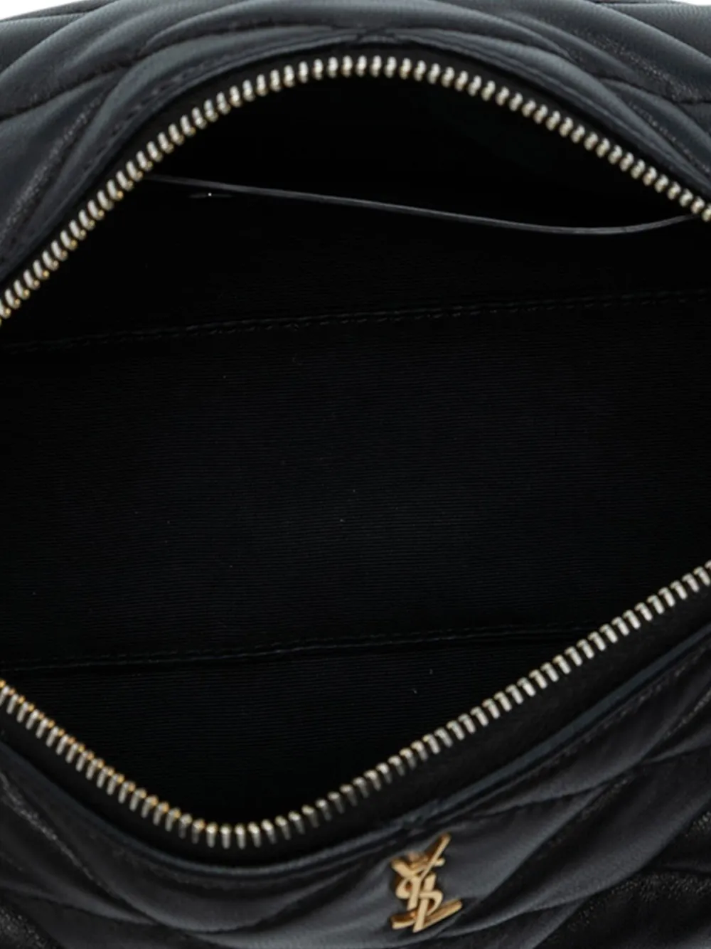 SAINT LAURENT Pre-owned 2022 Small Quilted Lambskin Sade Tube Bag Shoulder Bag In Black