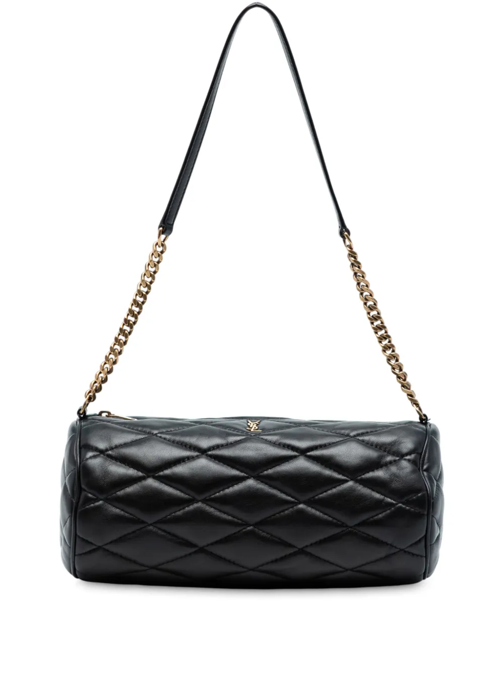 SAINT LAURENT Pre-owned 2022 Small Quilted Lambskin Sade Tube Bag Shoulder Bag In Black