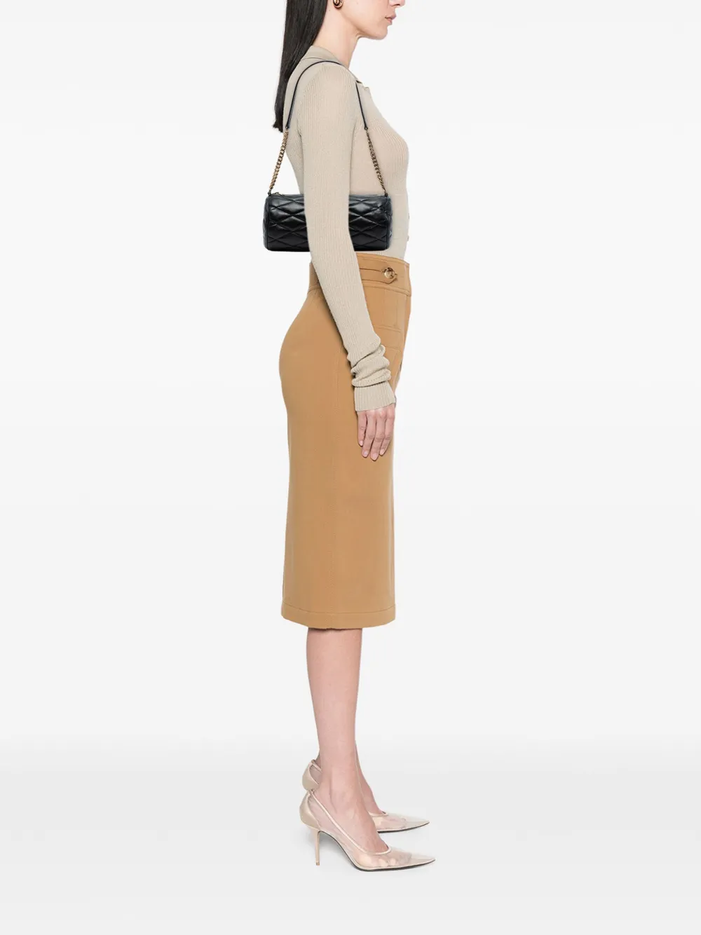 SAINT LAURENT Pre-owned 2022 Small Quilted Lambskin Sade Tube Bag Shoulder Bag In Black