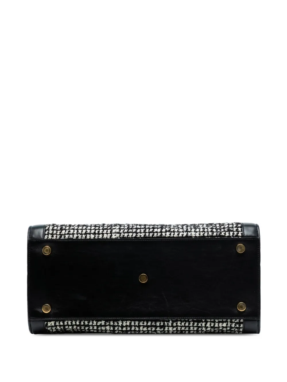 SAINT LAURENT Pre-owned 2014 Small Tweed Houndstooth Sac De Jour Satchel In Black