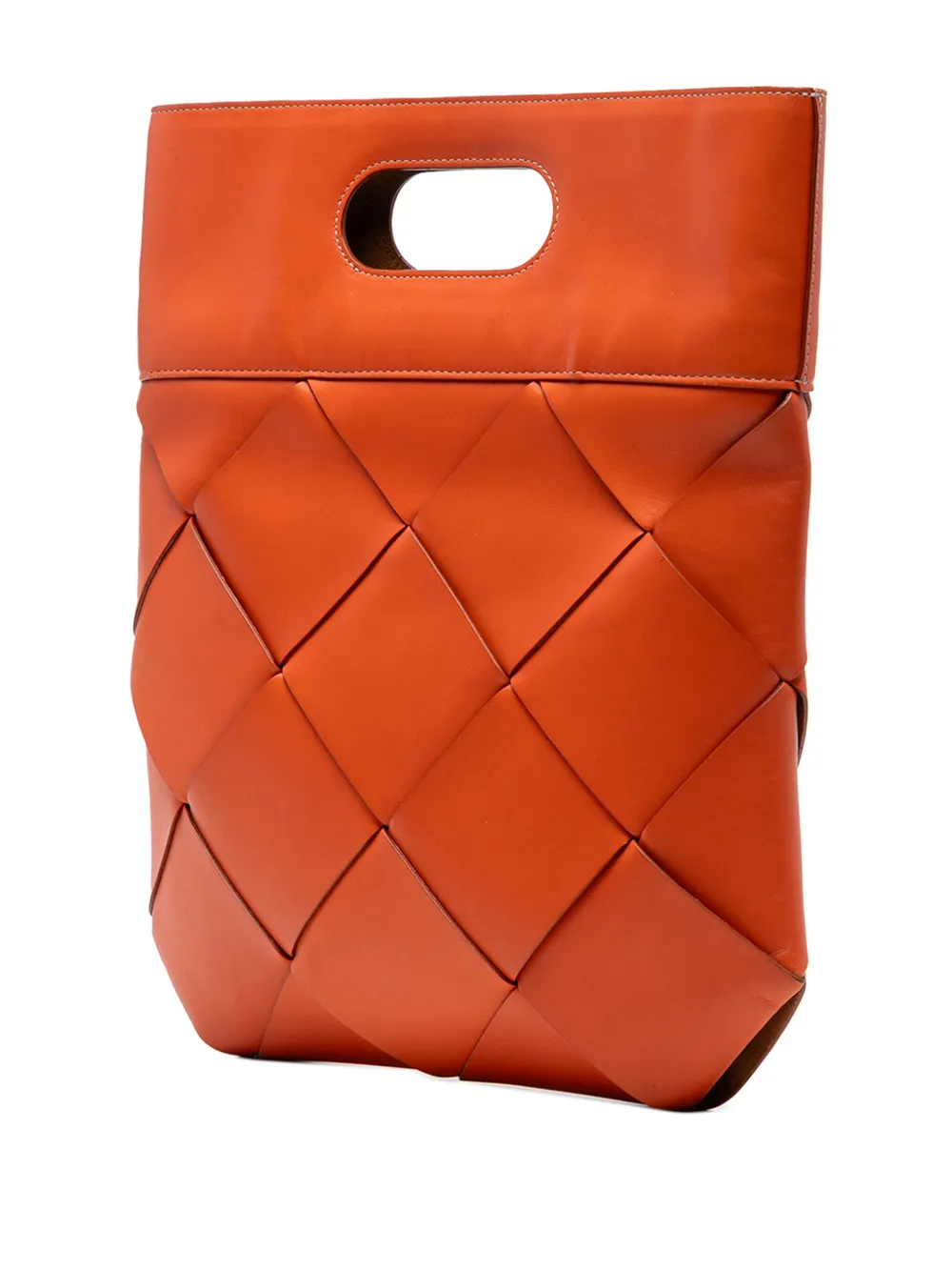 Pre-owned Bottega Veneta 2012-2025 Small French Calfskin Slip Tote Bag In Orange