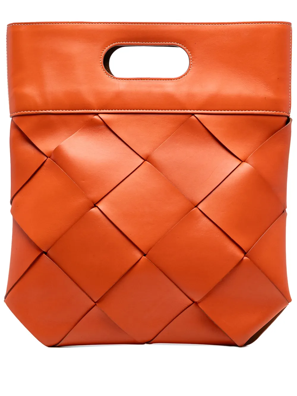 Pre-owned Bottega Veneta 2012-2025 Small French Calfskin Slip Tote Bag In Orange