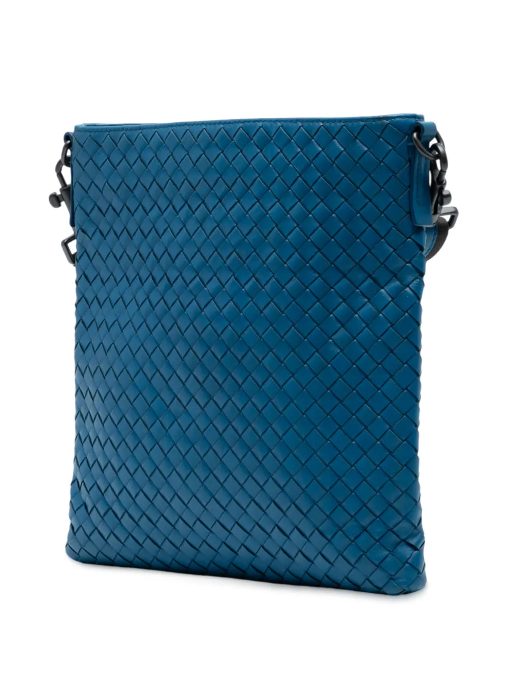 Pre-owned Bottega Veneta 2012-2025 Nappa Intrecciato Vn Crossbody Bag In Blue
