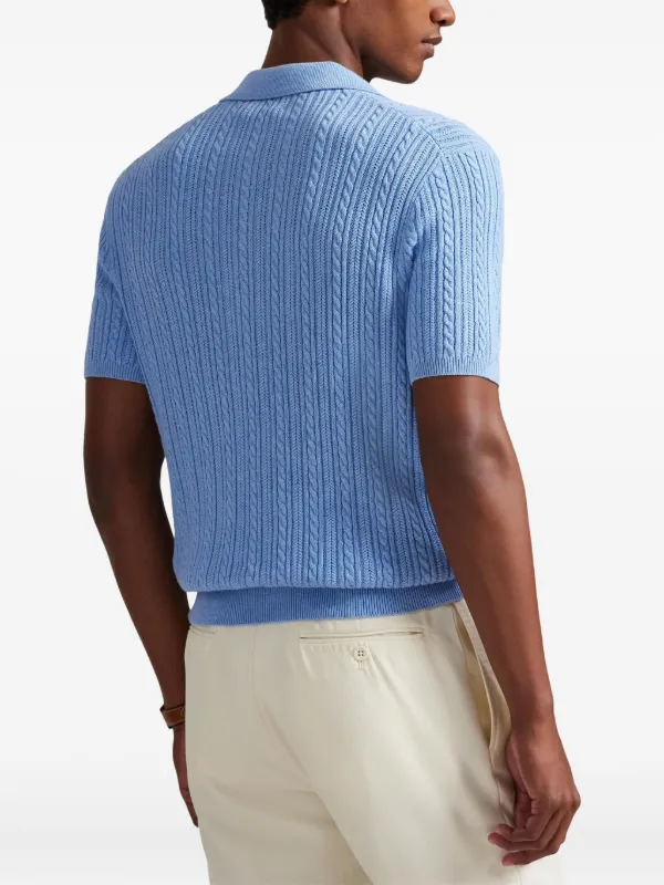 Polo Ralph Lauren cable-knit Polo Shirt | Blue | FARFETCH ZA