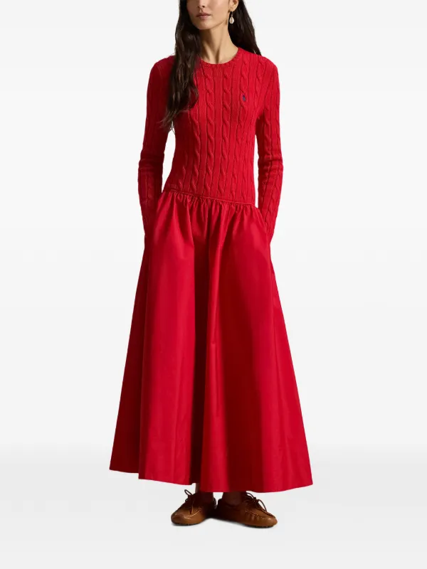 Polo Ralph Lauren cable-knit Maxi Dress | Red | FARFETCH