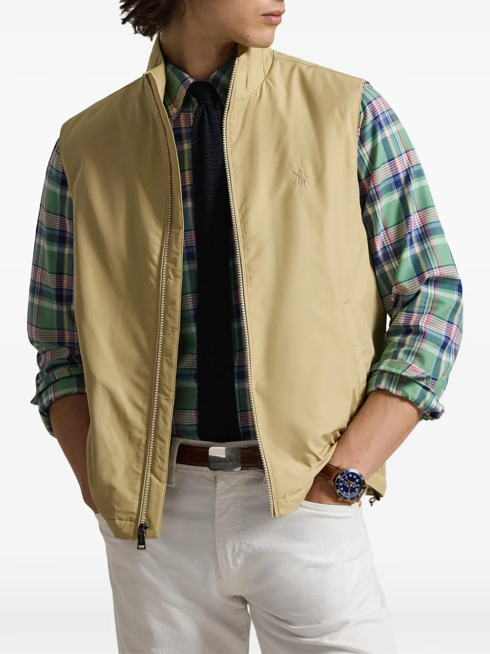 Polo Ralph Lauren Gilet met rits en gedrapeerde hals Beige