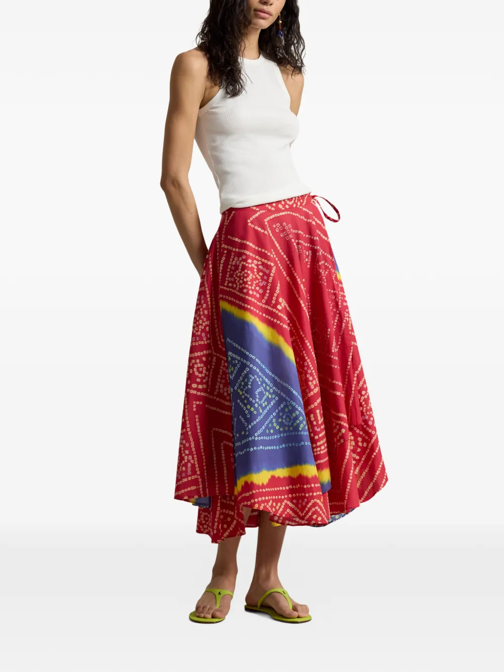  Polo Ralph Lauren Printed Side-tie Midi Skirt - Red 